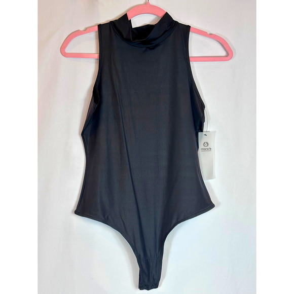 Mono b High Cowl Neck Sleeveless Bodysuit Black S - Picture 7 of 10